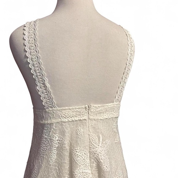 POL Lace Mini Dress Sz L Floral Crochet Cottagecore Sleeveless Summer Lined - Picture 5 of 6